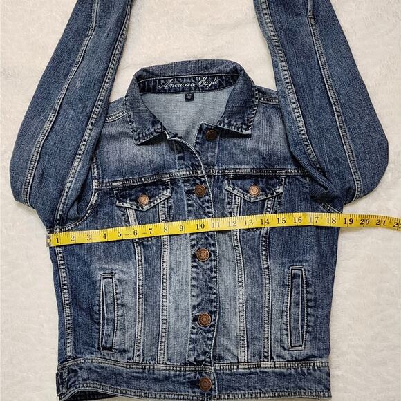 American Eagle Outfitters Denim Front Pockets Faded Jacket, Size Medium - Picture 9 of 14